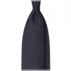 Viola Milano Ties & Bow Ties-- Diamond Floral Handprinted Ancient Madder Silk Tie - Sea - Made in Italy - Luxury Exclusive Collection - Avvenice