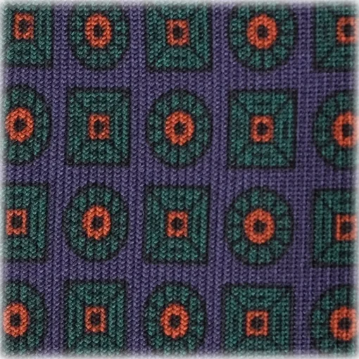 Viola Milano Ties & Bow Ties-- Diamond Floral Handprinted Ancient Madder Silk Tie - Sea - Made in Italy - Luxury Exclusive Collection - Avvenice
