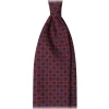 Viola Milano Ties & Bow Ties-- Diamond Floral Handprinted Ancient Madder Silk Tie - Red - Made in Italy - Luxury Exclusive Collection - Avvenice