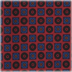 Viola Milano Ties & Bow Ties-- Diamond Floral Handprinted Ancient Madder Silk Tie - Red - Made in Italy - Luxury Exclusive Collection - Avvenice