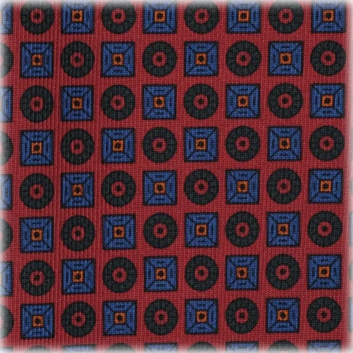 Viola Milano Ties & Bow Ties-- Diamond Floral Handprinted Ancient Madder Silk Tie - Red - Made in Italy - Luxury Exclusive Collection - Avvenice