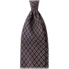Viola Milano Ties & Bow Ties-- Diamond Pattern 3-Fold Handprinted Selftipped Silk Tie - Navy - Handmade in Italy - Luxury Exclusive Collection - Avvenice