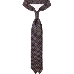 Viola Milano Ties & Bow Ties-- Diamond Pattern 3-Fold Handprinted Selftipped Silk Tie - Navy - Handmade in Italy - Luxury Exclusive Collection - Avvenice