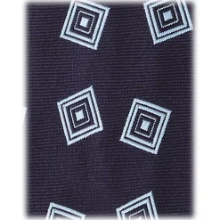 Viola Milano Ties & Bow Ties-- Diamond Pattern Handrolled Woven Silk Tie - Navy/Sea - Handmade in Italy - Luxury Exclusive Collection - Avvenice