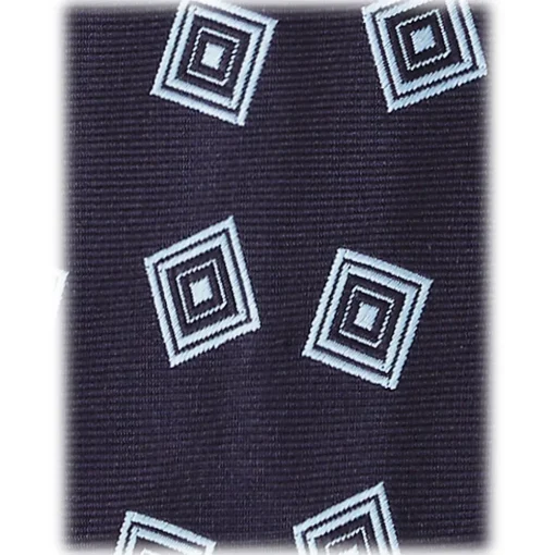 Viola Milano Ties & Bow Ties-- Diamond Pattern Handrolled Woven Silk Tie - Navy/Sea - Handmade in Italy - Luxury Exclusive Collection - Avvenice