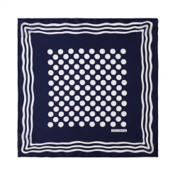Viola Milano Ties & Bow Ties-- Dot Wave Silk Pocket Square - Navy and White - Handmade in Italy - Luxury Exclusive Collection - Avvenice