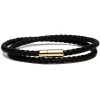 Viola Milano Bracelets-- Double Braided Italian Leather Bracelet - Black - Handmade in Italy - Luxury Exclusive Collection - Avvenice
