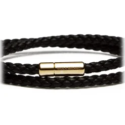 Viola Milano Bracelets-- Double Braided Italian Leather Bracelet - Black - Handmade in Italy - Luxury Exclusive Collection - Avvenice