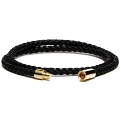 Viola Milano Bracelets-- Double Braided Italian Leather Bracelet - Black - Handmade in Italy - Luxury Exclusive Collection - Avvenice
