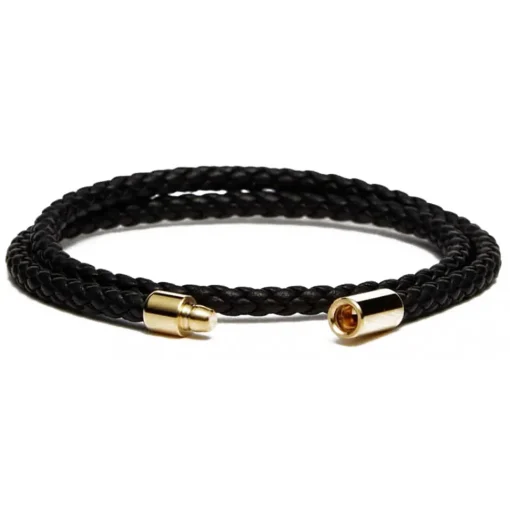 Viola Milano Bracelets-- Double Braided Italian Leather Bracelet - Black - Handmade in Italy - Luxury Exclusive Collection - Avvenice