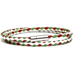Viola Milano Bracelets-- Double Braided Mix-Tone Italian Leather Bracelet - Italian Flag - Handmade in Italy - Luxury Exclusive Collection - Avvenice