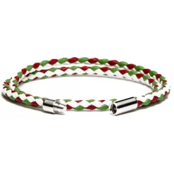 Viola Milano Bracelets-- Double Braided Mix-Tone Italian Leather Bracelet - Italian Flag - Handmade in Italy - Luxury Exclusive Collection - Avvenice