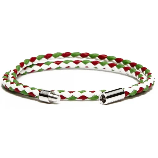 Viola Milano Bracelets-- Double Braided Mix-Tone Italian Leather Bracelet - Italian Flag - Handmade in Italy - Luxury Exclusive Collection - Avvenice