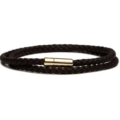Viola Milano Bracelets-- Double Braided Italian Leather Bracelet Gold Clasp - Brown - Handmade in Italy - Luxury Exclusive Collection - Avvenice