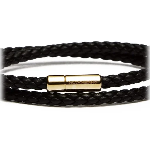 Viola Milano Bracelets-- Double Braided Italian Leather Bracelet Gold Clasp - Brown - Handmade in Italy - Luxury Exclusive Collection - Avvenice