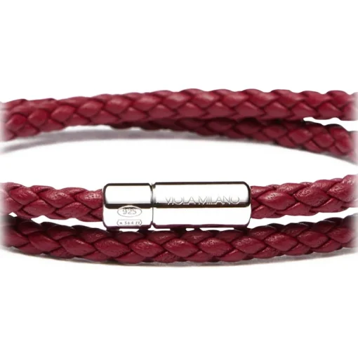 Viola Milano Bracelets-- Double Braided Italian Leather Bracelet - Blood - Handmade in Italy - Luxury Exclusive Collection - Avvenice