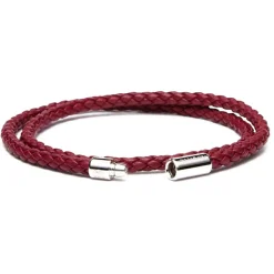 Viola Milano Bracelets-- Double Braided Italian Leather Bracelet - Blood - Handmade in Italy - Luxury Exclusive Collection - Avvenice