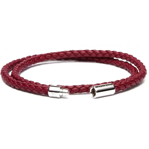 Viola Milano Bracelets-- Double Braided Italian Leather Bracelet - Blood - Handmade in Italy - Luxury Exclusive Collection - Avvenice