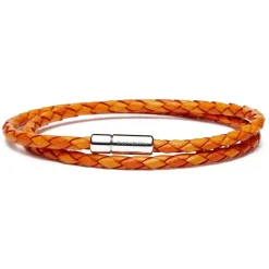Viola Milano Bracelets-- Double Braided Italian Leather Bracelet - Orange Mix - Handmade in Italy - Luxury Exclusive Collection - Avvenice