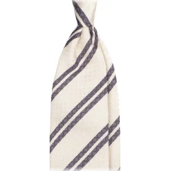 Viola Milano Ties & Bow Ties-- Fina Stripe 3-Fold Grenadine Tie - Pale Lemon Mix - Handmade in Italy - Luxury Exclusive Collection - Avvenice