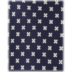 Viola Milano Ties & Bow Ties-- Floral Pattern Selftipped Italian Silk Tie - Navy/White - Handmade in Italy - Luxury Exclusive Collection - Avvenice