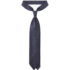 Viola Milano Ties & Bow Ties-- Floral Pattern Selftipped Italian Silk Tie - Navy/White - Handmade in Italy - Luxury Exclusive Collection - Avvenice