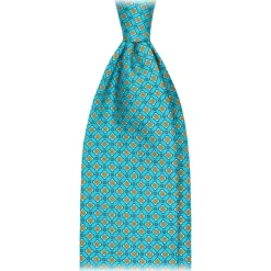 Viola Milano Ties & Bow Ties-- Floral Pattern Selftipped Silk Tie - Turquoise - Handmade in Italy - Luxury Exclusive Collection - Avvenice