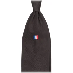 Viola Milano Ties & Bow Ties-- France Flag Handrolled Woven Silk Jacquard Tie - Navy - Handmade in Italy - Luxury Exclusive Collection - Avvenice