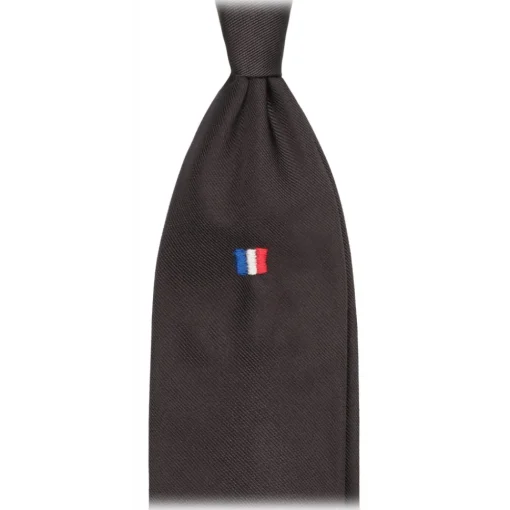 Viola Milano Ties & Bow Ties-- France Flag Handrolled Woven Silk Jacquard Tie - Navy - Handmade in Italy - Luxury Exclusive Collection - Avvenice