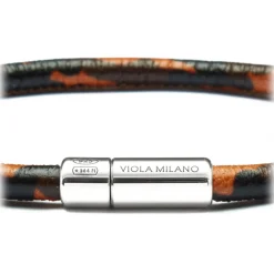Viola Milano Bracelets-- Genuine Italian Leather Bracelet - Orange Camo - Handmade in Italy - Luxury Exclusive Collection - Avvenice