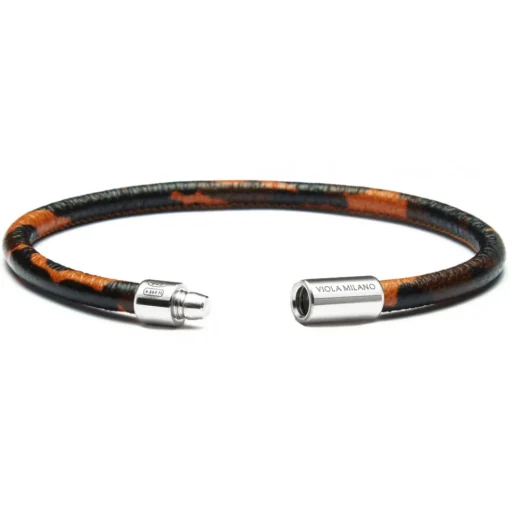 Viola Milano Bracelets-- Genuine Italian Leather Bracelet - Orange Camo - Handmade in Italy - Luxury Exclusive Collection - Avvenice