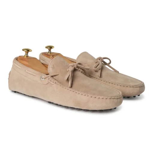 Viola Milano Shoes-- Gommino Suede Loafer - Beige - Handmade in Italy - Luxury Exclusive Collection - Avvenice