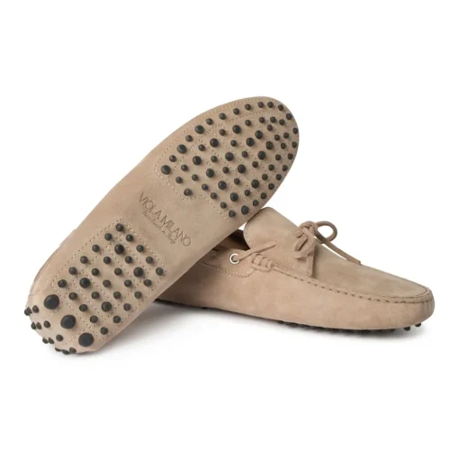 Viola Milano Shoes-- Gommino Suede Loafer - Beige - Handmade in Italy - Luxury Exclusive Collection - Avvenice