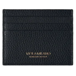 Viola Milano Wallets-- Grain Leather Credit Card Holder - Navy - Handmade in Italy - Luxury Exclusive Collection - Avvenice