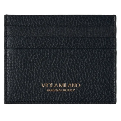 Viola Milano Wallets-- Grain Leather Credit Card Holder - Navy - Handmade in Italy - Luxury Exclusive Collection - Avvenice