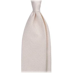 Viola Milano Ties & Bow Ties-- Grenadine Garza Grossa Unlined Tie - Ivory - Handmade in Italy - Luxury Exclusive Collection - Avvenice