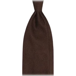 Viola Milano Ties & Bow Ties-- Grenadine Garza Fina Unlined Tie - Brown - Handmade in Italy - Luxury Exclusive Collection - Avvenice