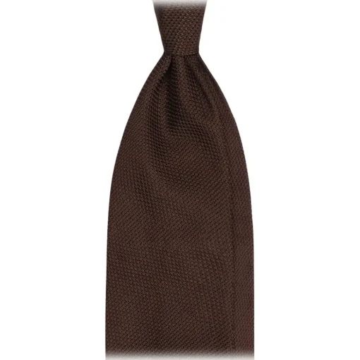 Viola Milano Ties & Bow Ties-- Grenadine Garza Fina Unlined Tie - Brown - Handmade in Italy - Luxury Exclusive Collection - Avvenice