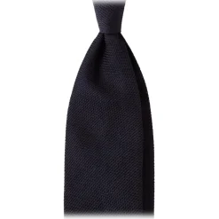 Viola Milano Ties & Bow Ties-- Grenadine Garza Fina 7-Fold Unlined Tie - Navy - Handmade in Italy - Luxury Exclusive Collection - Avvenice