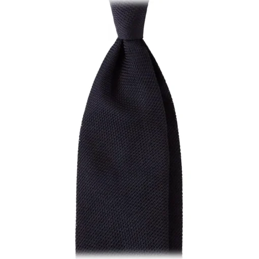 Viola Milano Ties & Bow Ties-- Grenadine Garza Fina 7-Fold Unlined Tie - Navy - Handmade in Italy - Luxury Exclusive Collection - Avvenice