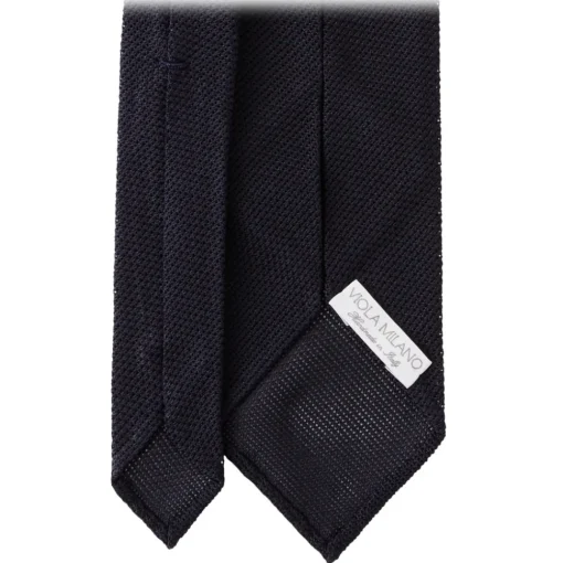 Viola Milano Ties & Bow Ties-- Grenadine Garza Fina 7-Fold Unlined Tie - Navy - Handmade in Italy - Luxury Exclusive Collection - Avvenice