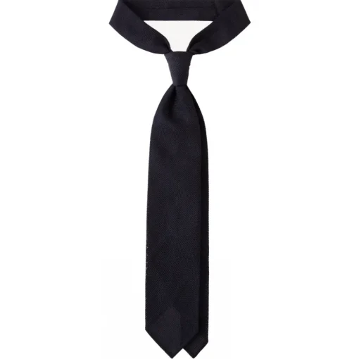 Viola Milano Ties & Bow Ties-- Grenadine Garza Fina 7-Fold Unlined Tie - Navy - Handmade in Italy - Luxury Exclusive Collection - Avvenice