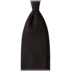 Viola Milano Ties & Bow Ties-- Grenadine Garza Grossa Unlined Tie - Black - Handmade in Italy - Luxury Exclusive Collection - Avvenice