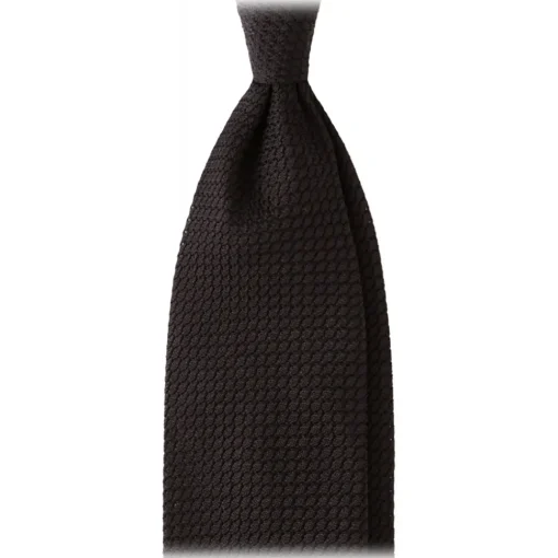 Viola Milano Ties & Bow Ties-- Grenadine Garza Grossa Unlined Tie - Black - Handmade in Italy - Luxury Exclusive Collection - Avvenice
