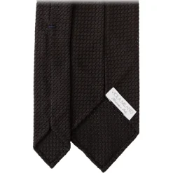 Viola Milano Ties & Bow Ties-- Grenadine Garza Grossa Unlined Tie - Black - Handmade in Italy - Luxury Exclusive Collection - Avvenice