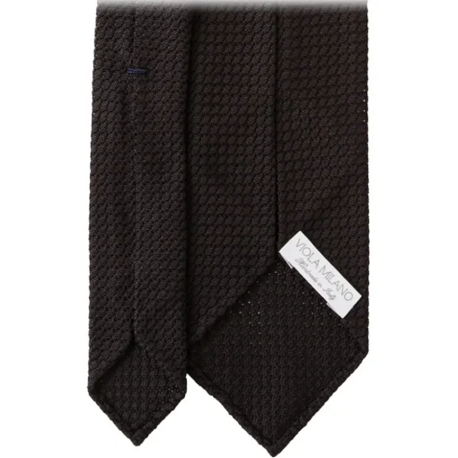 Viola Milano Ties & Bow Ties-- Grenadine Garza Grossa Unlined Tie - Black - Handmade in Italy - Luxury Exclusive Collection - Avvenice