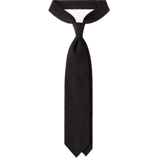 Viola Milano Ties & Bow Ties-- Grenadine Garza Grossa Unlined Tie - Black - Handmade in Italy - Luxury Exclusive Collection - Avvenice