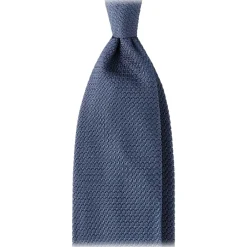 Viola Milano Ties & Bow Ties-- Grenadine Garza Grossa Unlined Tie - Sea Blue - Handmade in Italy - Luxury Exclusive Collection - Avvenice