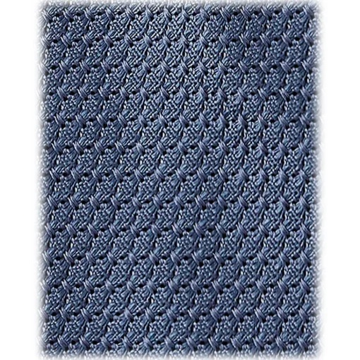 Viola Milano Ties & Bow Ties-- Grenadine Garza Grossa Unlined Tie - Sea Blue - Handmade in Italy - Luxury Exclusive Collection - Avvenice