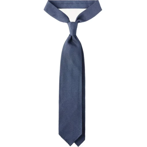 Viola Milano Ties & Bow Ties-- Grenadine Garza Grossa Unlined Tie - Sea Blue - Handmade in Italy - Luxury Exclusive Collection - Avvenice